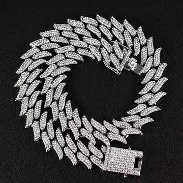 Iced Out Dragon Spike Chain (Silver)